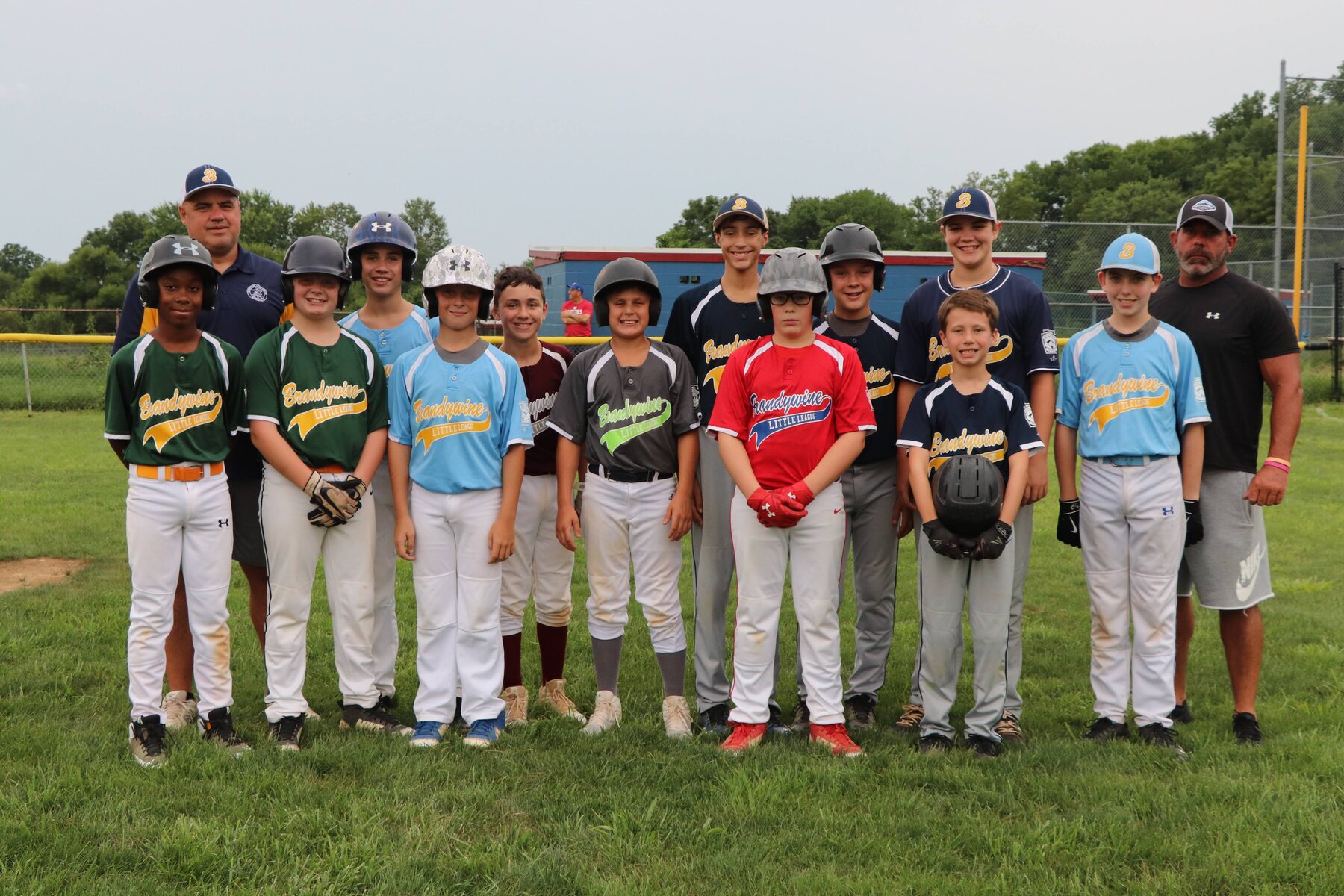 The 2018 Brandywine Little League graduates and coaches together on the field