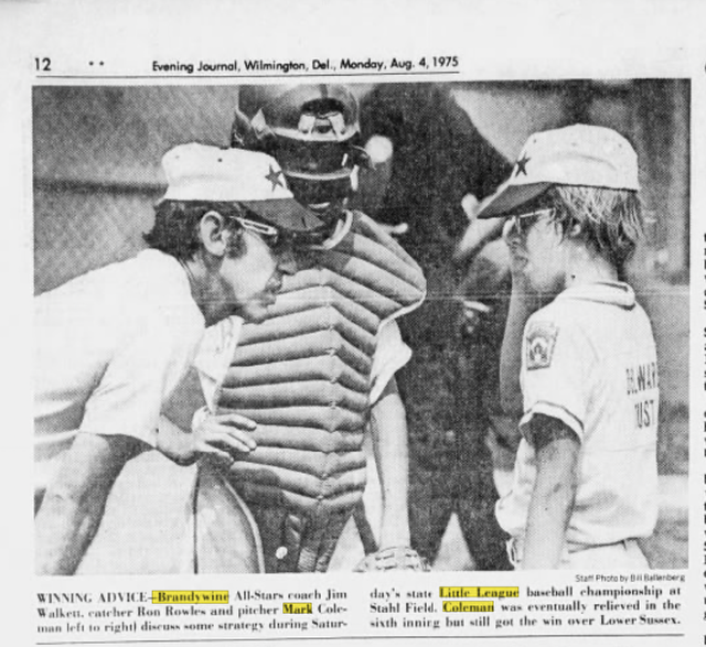 Young Jim Walklett managing the Brandywine Little League All-Stars during their 1975 state championship run